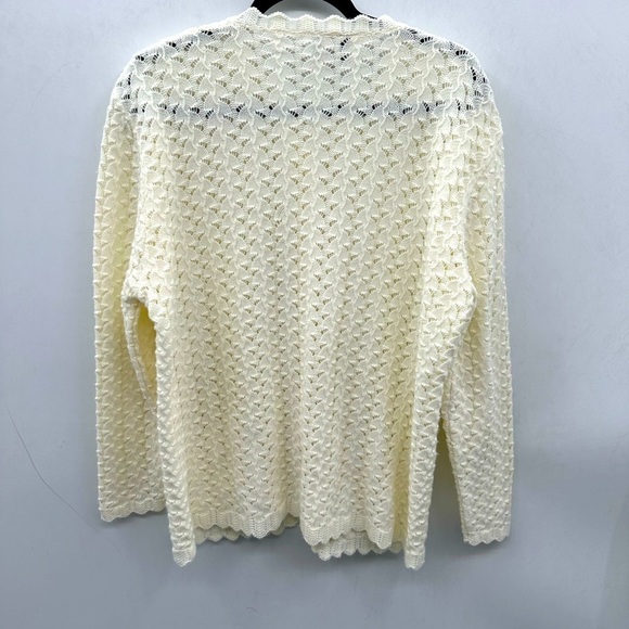 Y2K VTG XL CARLY BLAKE Cream Crochet Grandma Cottagecore USA made boho CARDIGAN - Picture 2 of 12